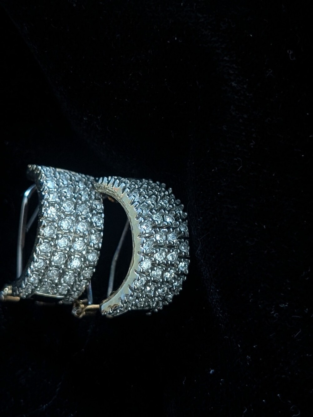 Silver-Tone Crystal Pavé Hoop Earrings - Sparkling White